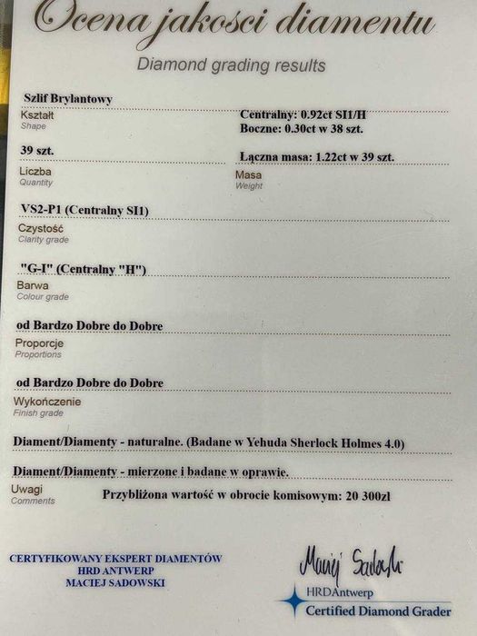 Złoty pierścionek 14K Brylanty 1.22ct