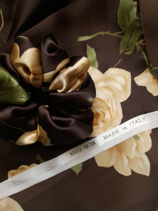 Czekoladowy brąz jedwab naturalny gumka do włosów