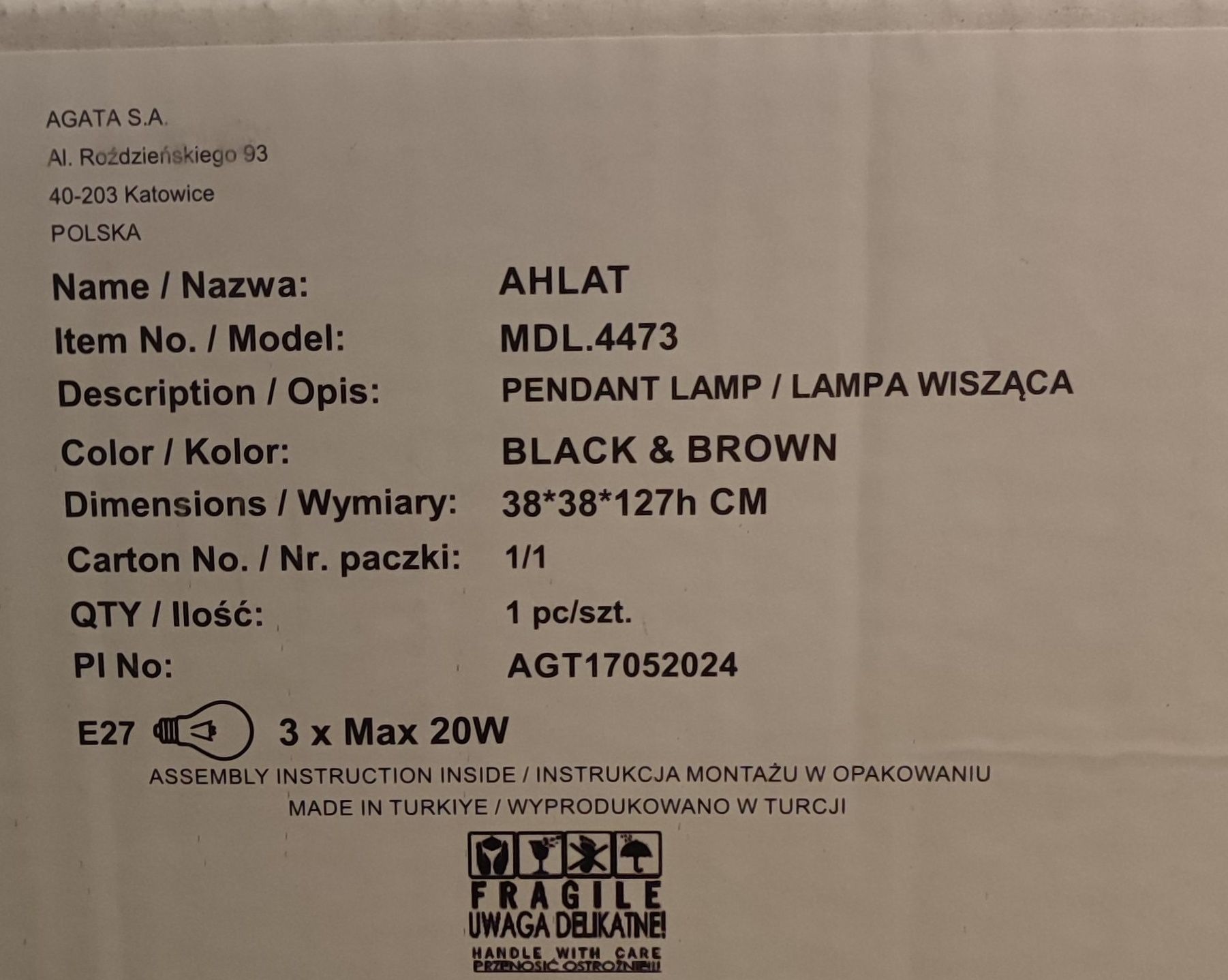 Lampa drewniana wisząca rustykalna AHLAT 37 cm