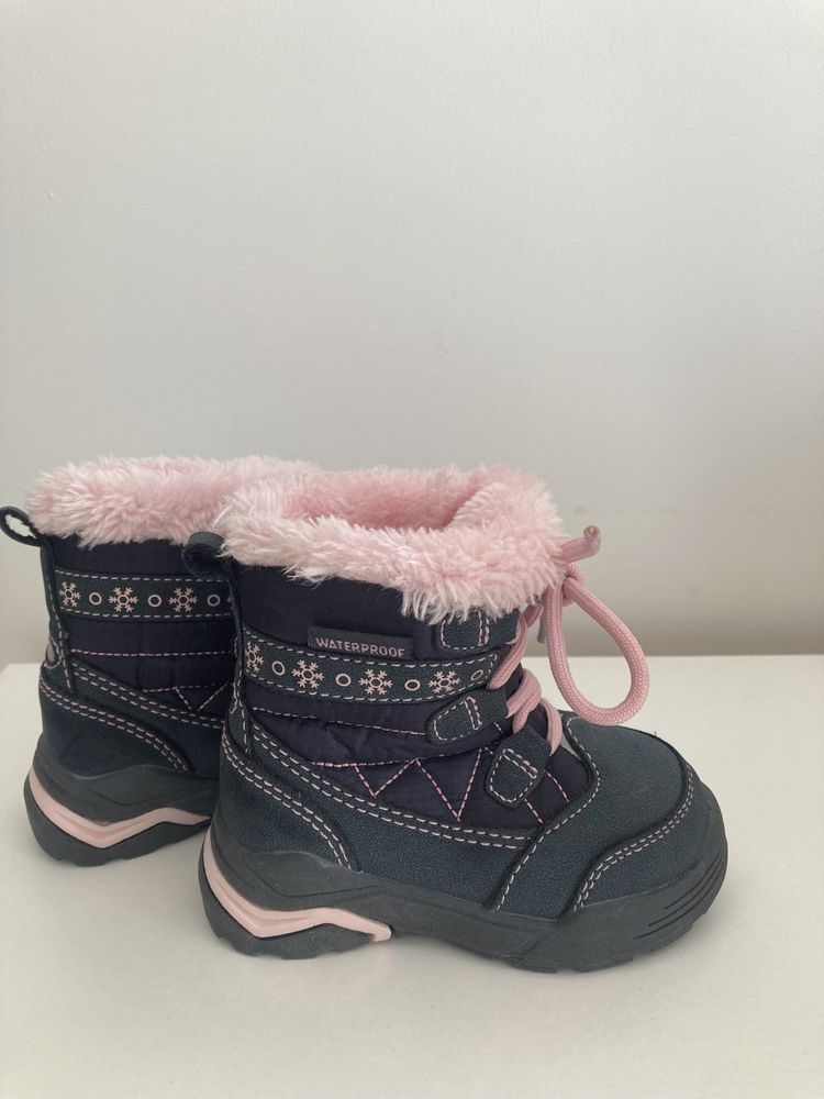 Śniegowce buty zimowe dziewczęce z różowym futerkiem Lupilu rozmiar 20