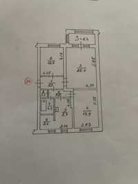 Квартира 3-кімнатна Військове містечко  87 квм (Гастелло)