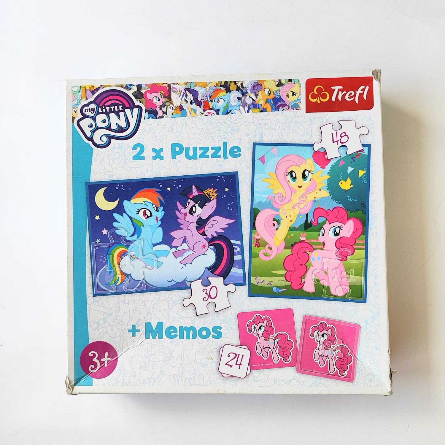 Puzzle My Little Pony, 2 obrazki i karty memo, wiek 3+ STAN IDEALNY