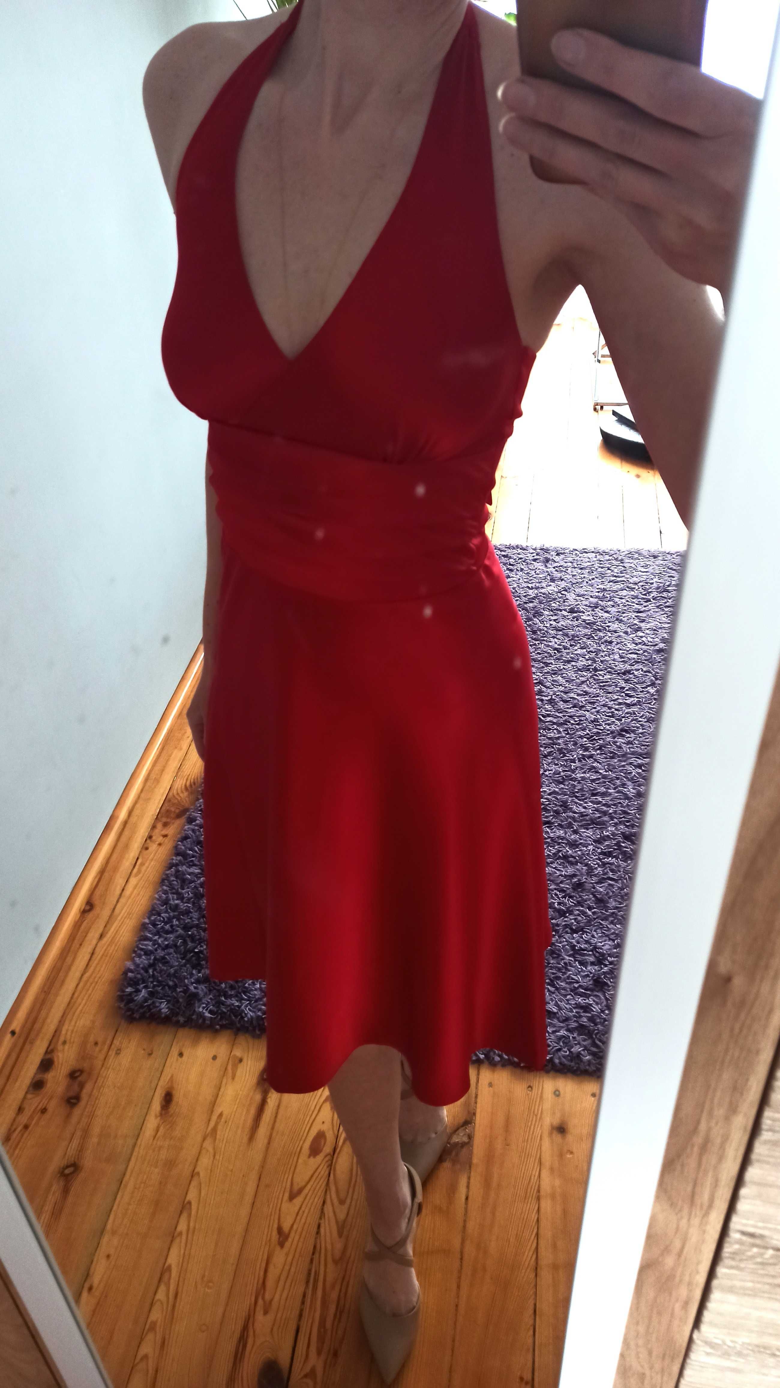 sukienka satynowa czerwona r. 36