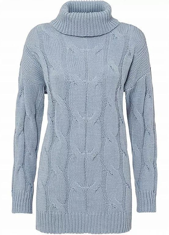 B.P.C sweter z golfem niebieski w warkocze 44/46.