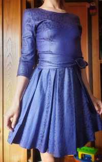 Сукня синього кольору з візерунком ХС-С/ Платье синего цвета с узором