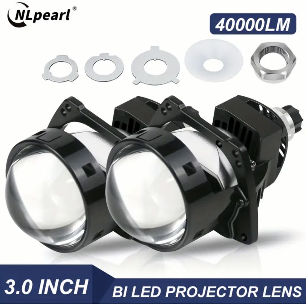 Лінзи Bi-LED (3") 7.62см, NLpearl 120W, 40.000LM, 6.000к з кріпленням
