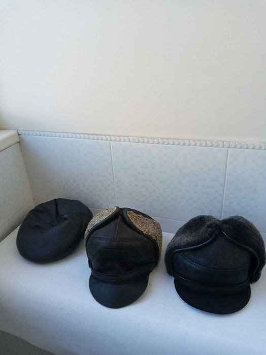 Шапка мужская натуральная кожа с мехом р. 58-59