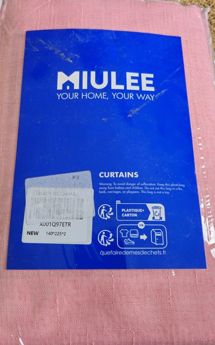 Zasłona różowa 140x225 2 szt. + makarony 3 szt. Nowe