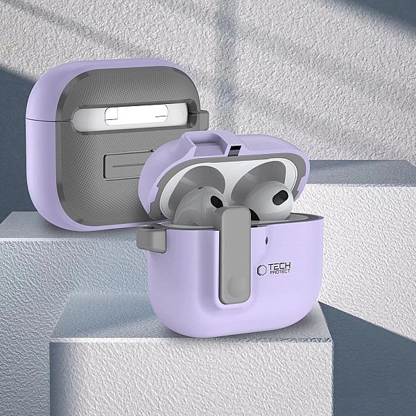 Etui Tech-Protect Slim Hook na AirPods 4 - fioletowe
