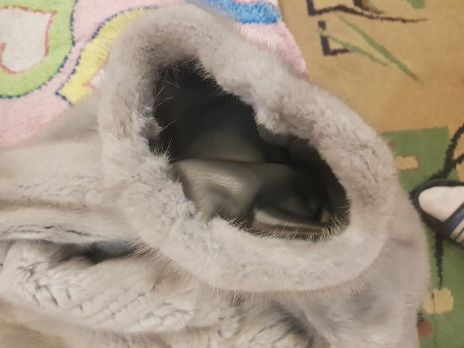 Шуба норковая серо - голубая