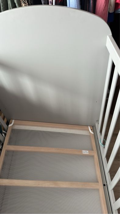Łózeczko niemowlęce dziecięce gonnat  60x120 cm ikea szare z materacem