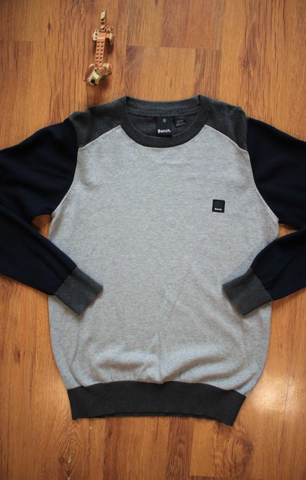 Sweter Bench r. S męski bawełniany szary okrągły dekolt