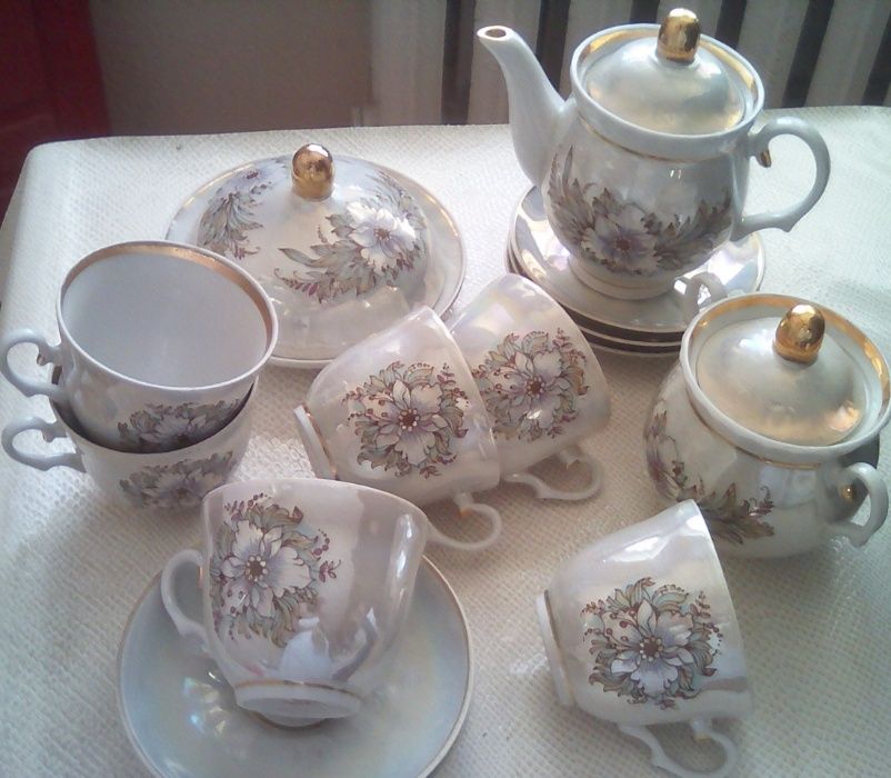 Сервиз перламутр.Барановка(предметно), посуда советская