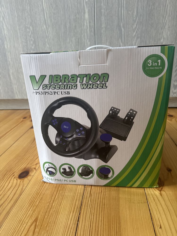 Гоночний руль Vibration Steering wheel з педалями і коробкою передач