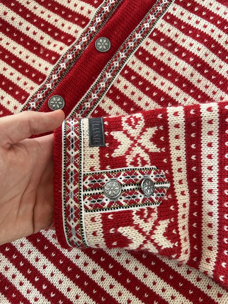 Bardzo Rzadki Luxury Sweter Dale of Norway Knit 100% Wełna Kardigan