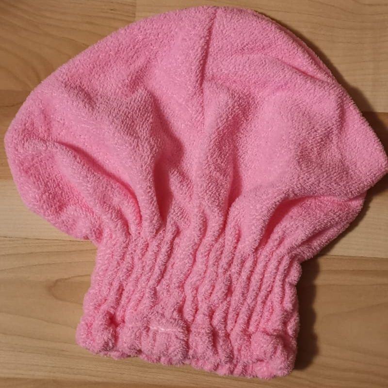 Nowy różowy czepek/turban aksamitny do włosów