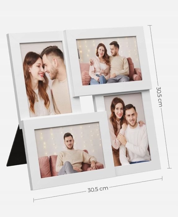 RPF25WT Songmics ramka na 4 zdjęcia, 10 x 15 cm BIAŁA POWYSTAWOWY
