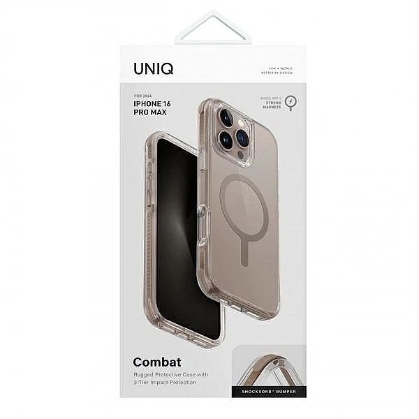 UNIQ etui Combat iPhone 16 Pro Max 6.9" Magclick Charging złoty/taupe