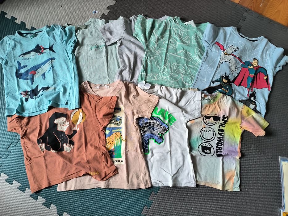 Zestaw 9Pak t-shirtów koszulek bluzek 110/116 jungle emoji tiger