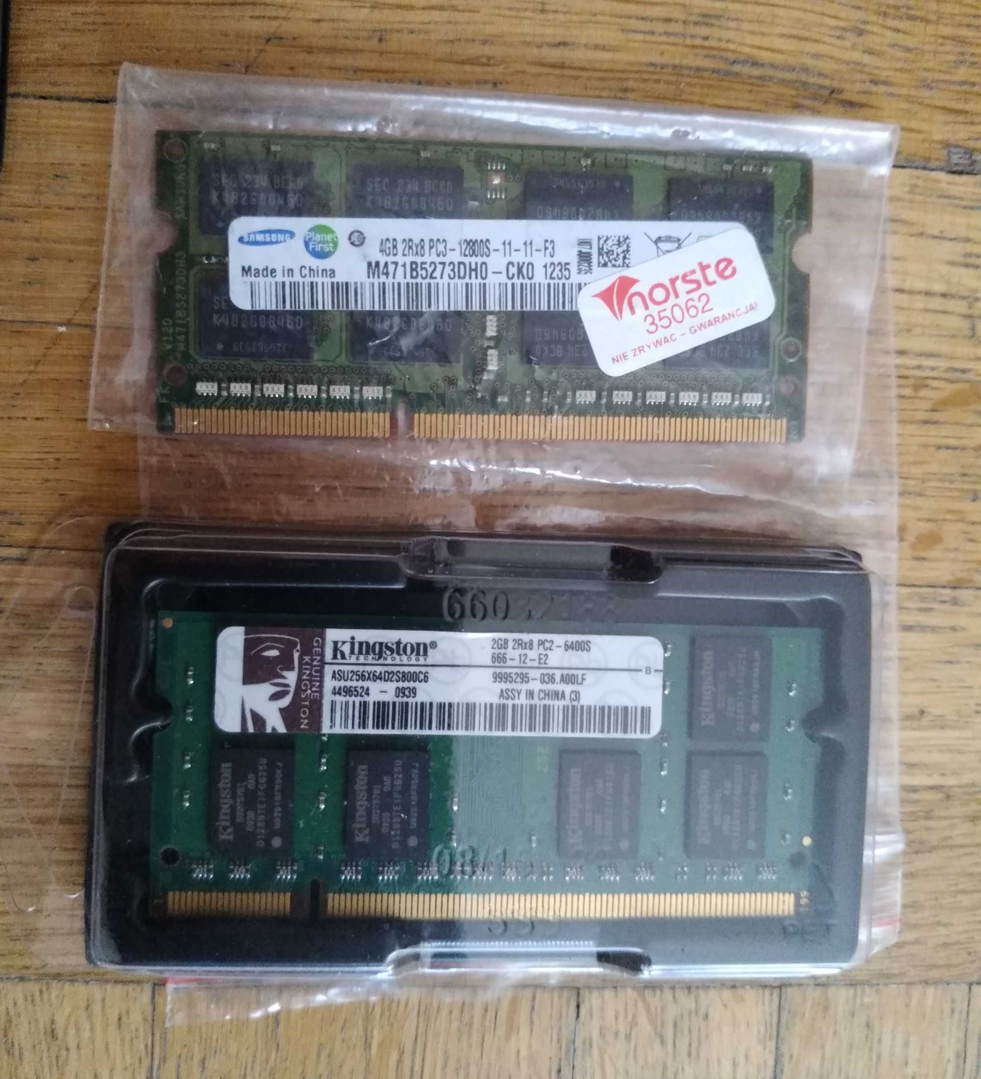 Zestaw sprawnych kart RAM do komputerów i laptopów