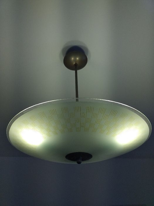 Szklana lampa wisząca parasol PRL lata 60