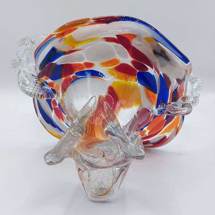 Koszyk z kolorowego szkła PRL