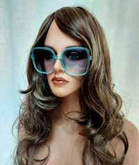 Niebieskie okulary kwadratowe damskie
