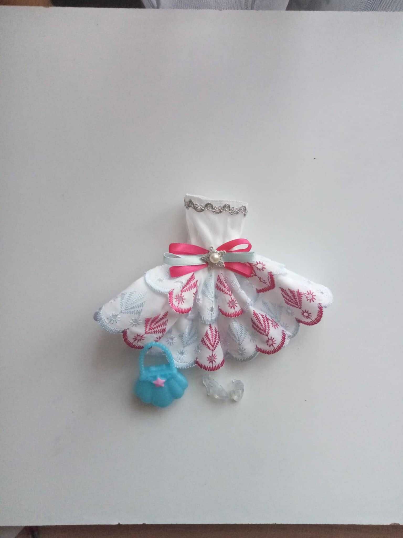 ubranka dla lalki barbie sukienka krótka balowa torebka buty