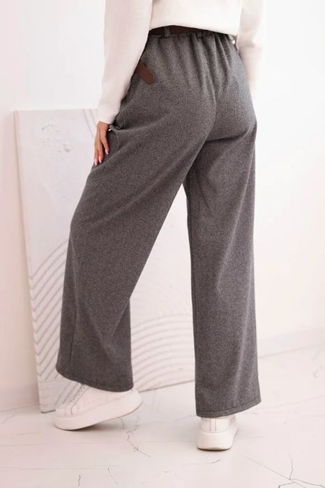 Szare jesienne cieple spodnie z 0askiem jodelka SM