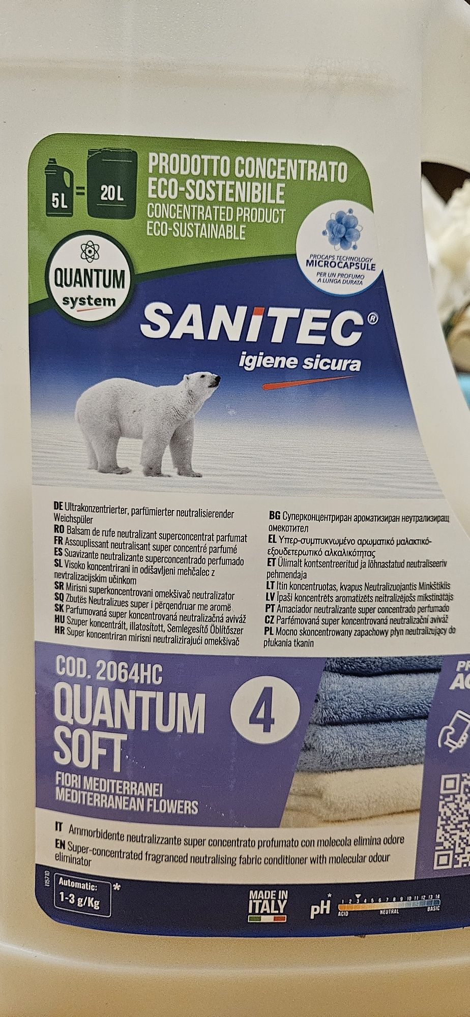 Кондиціонер для прання 5л Sanitec (Італія)
