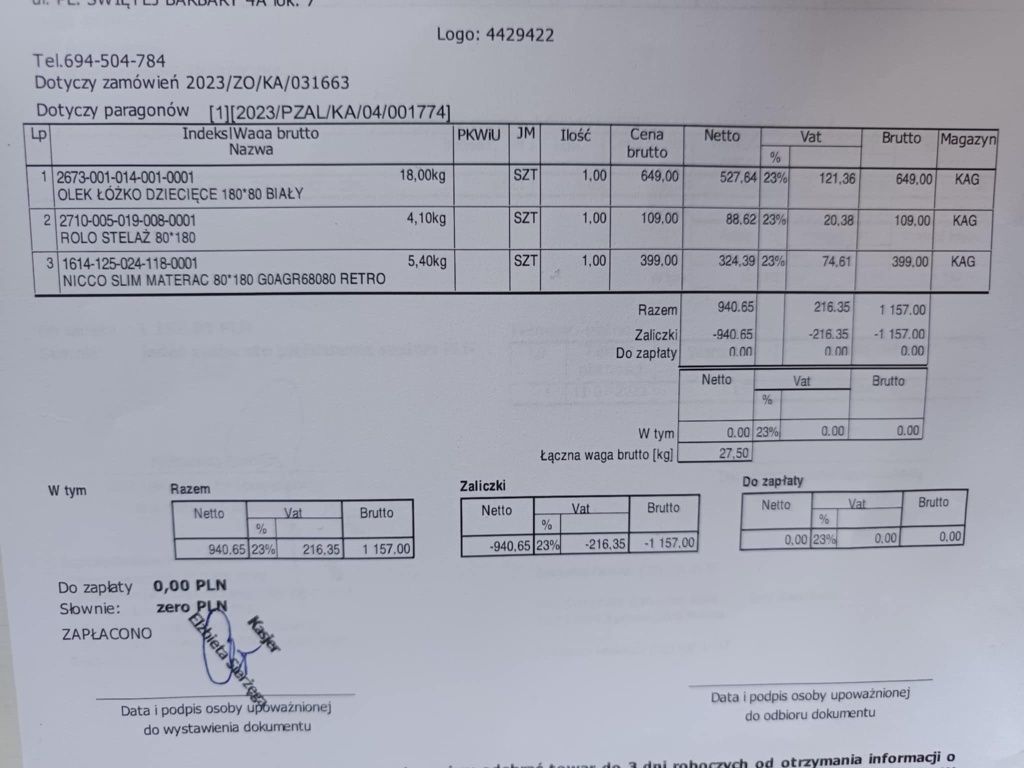 Lozko białe z agata meble