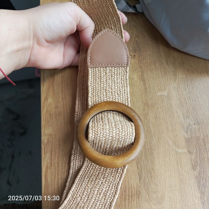 Nowy pleciony pasek damski rozciągliwy gumowany Boho beżowy