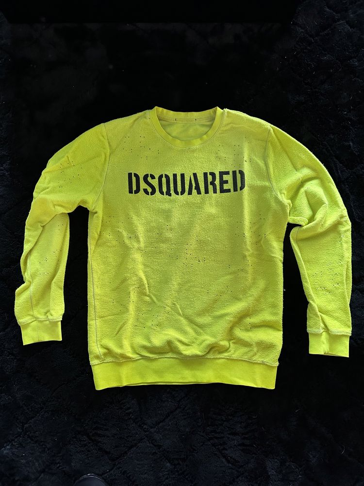 Bluza Dsquared neon żółta neonowa napis logo bawełna
