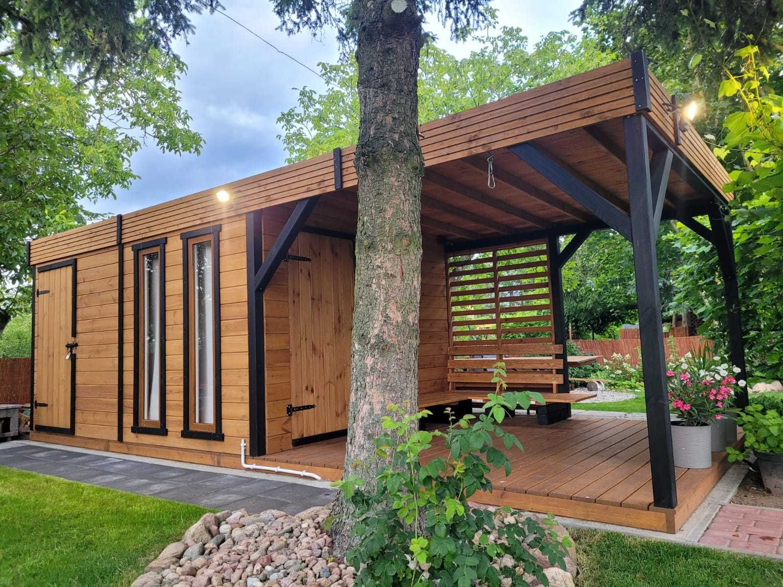 Nowoczesny Domek narzędziowy z Altanką "Bocian" 3X6