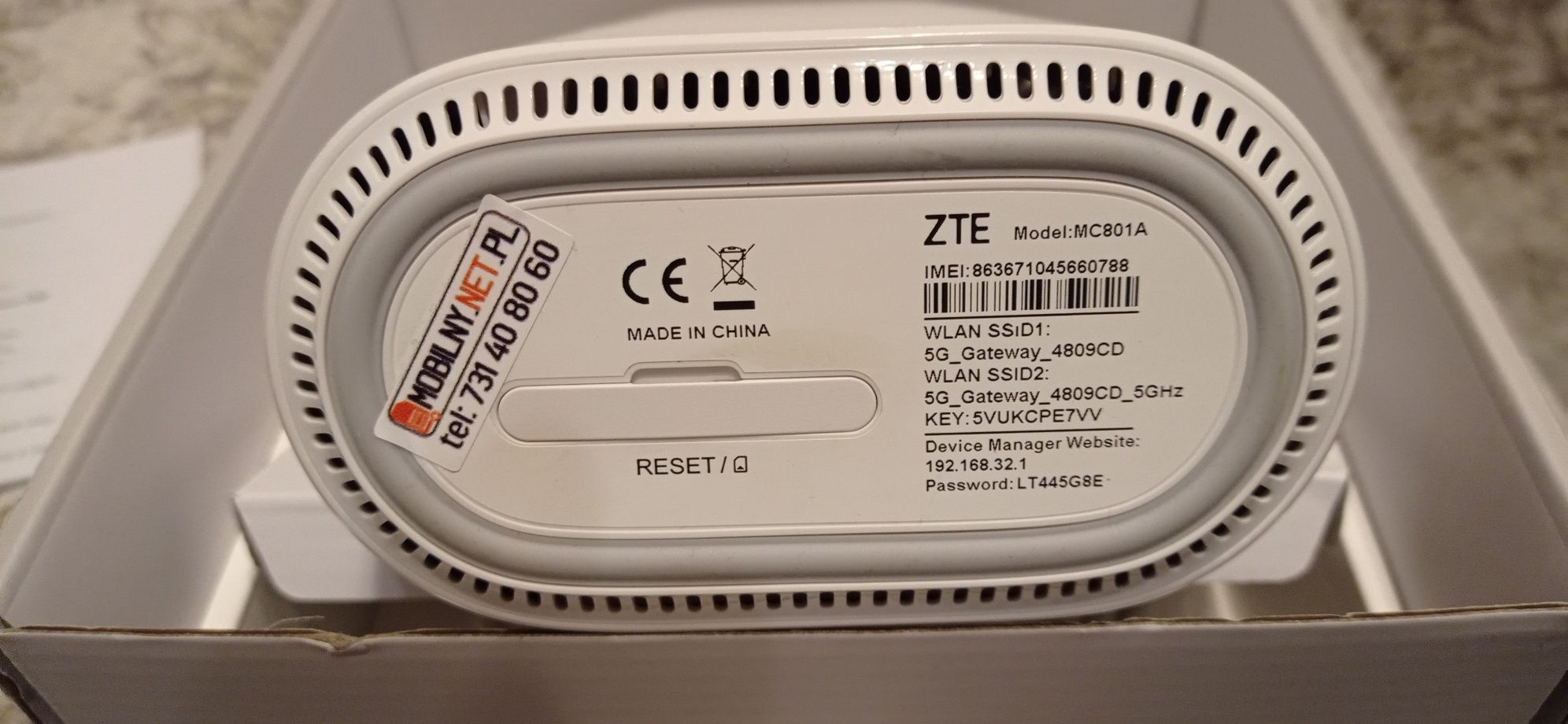 Ruter internetowyRouter ZTE MC801A 5G BIAŁY idealny