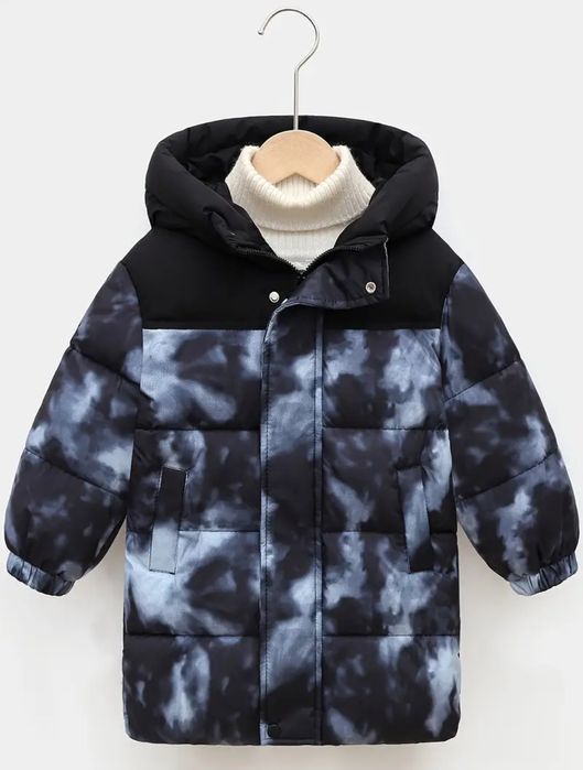 Пуховик для хлопчика, подовжена куртка зимова оверсайз для хлопчика