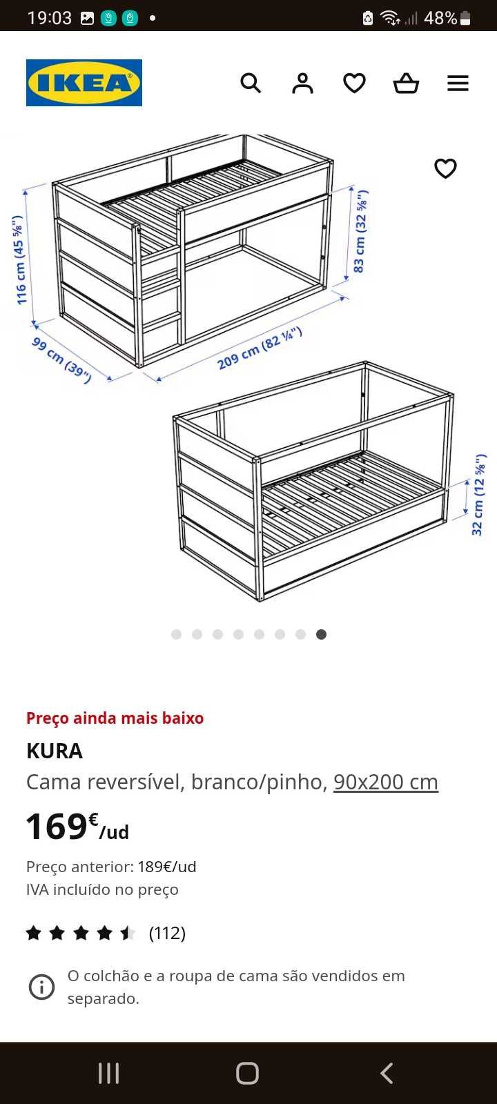 Cama de criança, colchão e estrado ikea kura