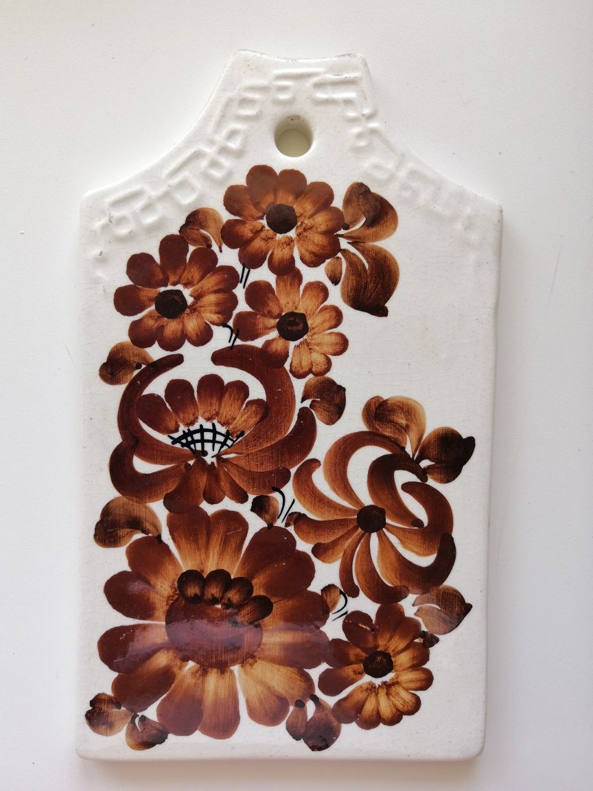 Ceramika Włocławek deska brązowe kwiaty