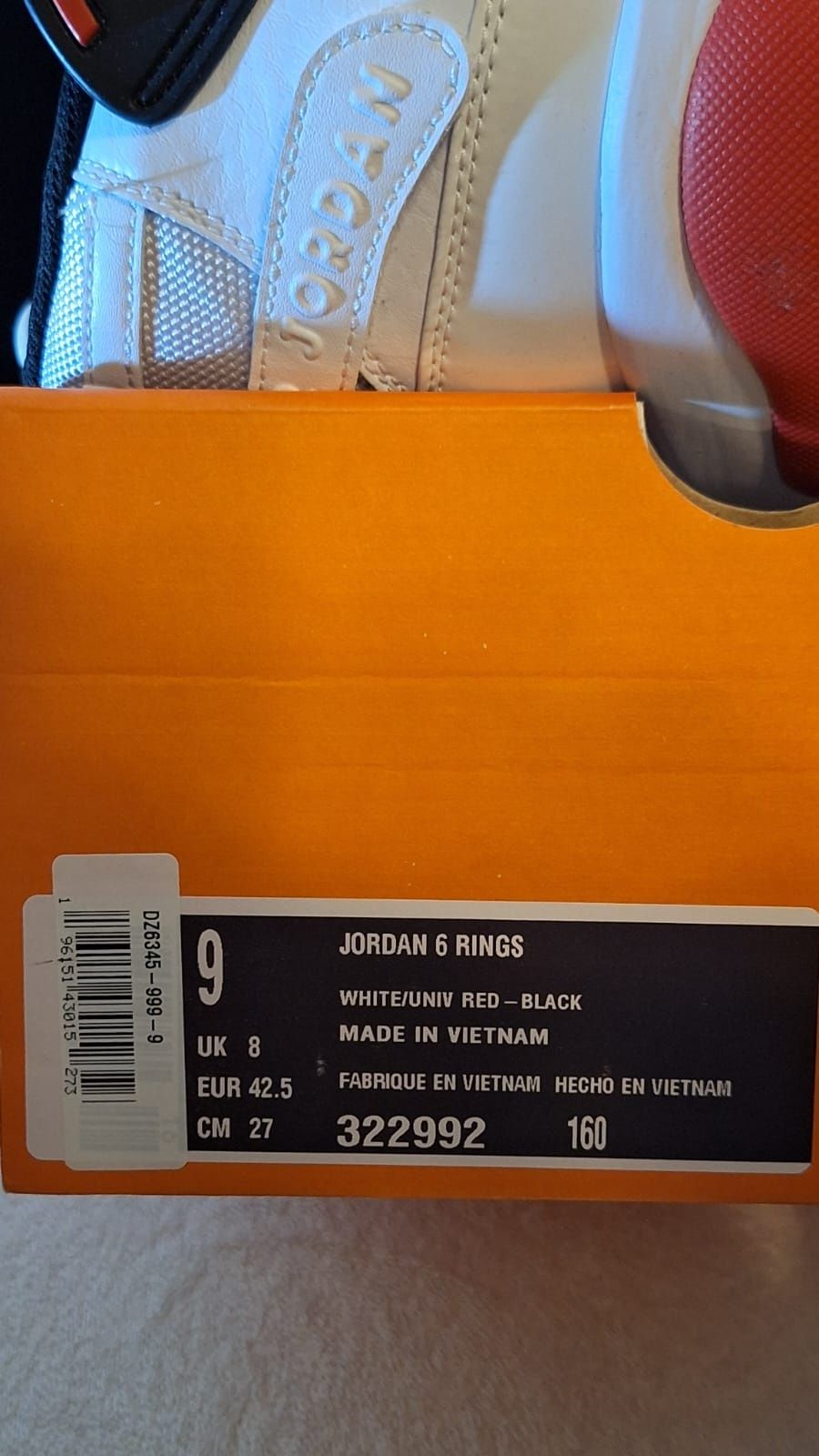 Кросівки Jordan 6 Rings 322992 160 US9 EU42.5 27CM