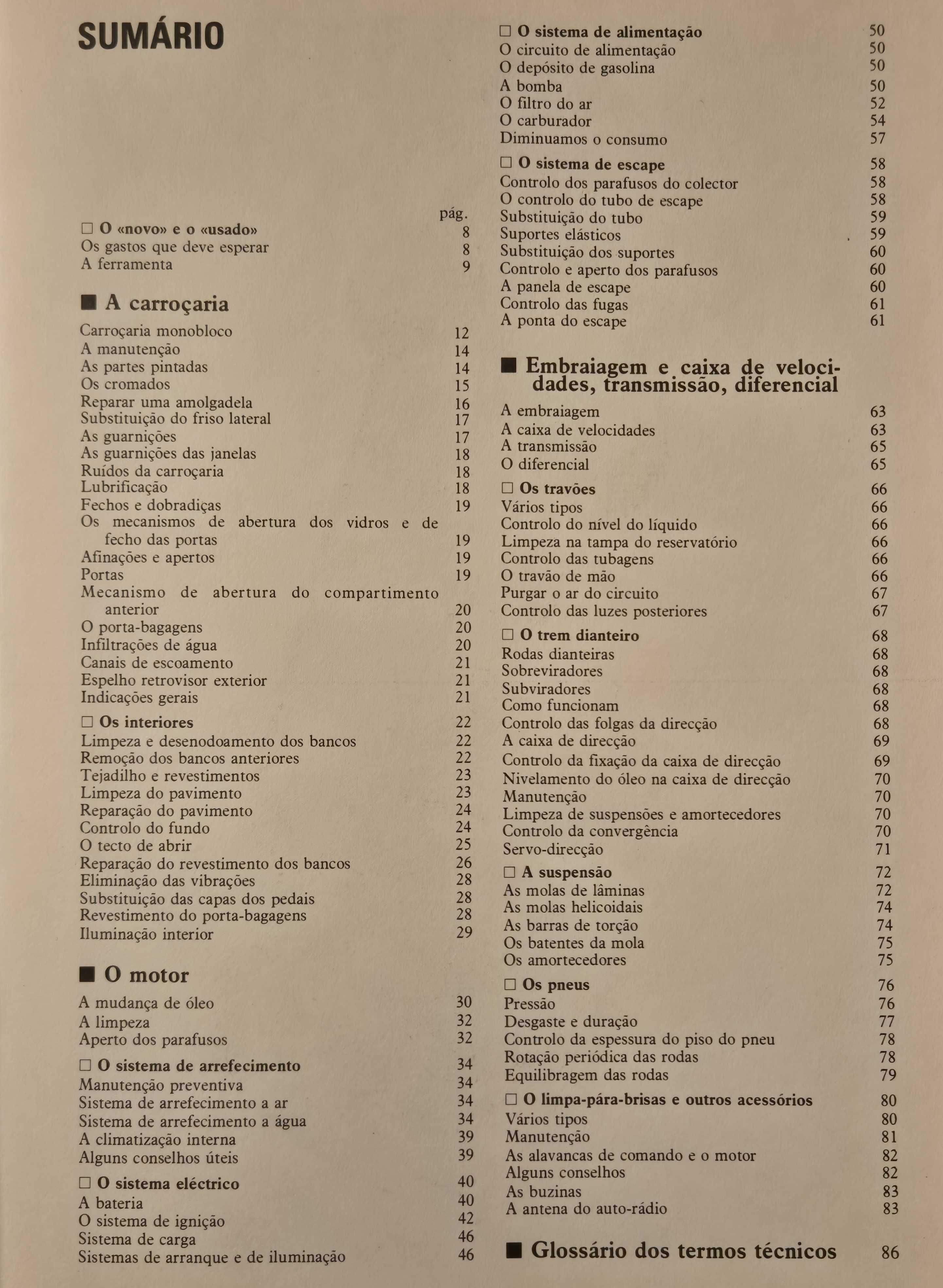 Livro "A manutenção do automóvel" de Giancarlo Cesco e Guido di Pietro