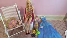Zestaw Lalka barbie, spa, fotel, leżak, akcesoria