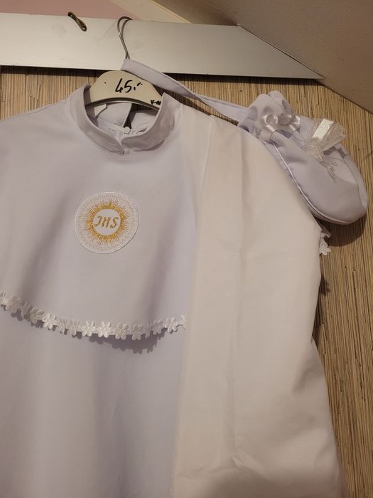 Komplet komunijny alba, buty, wianek, bolerko, sukienka
