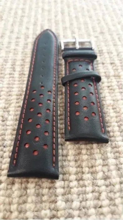 Bracelete Pele 22mm Prespontos Vermelho Seiko Tissot Citizen Hamilton