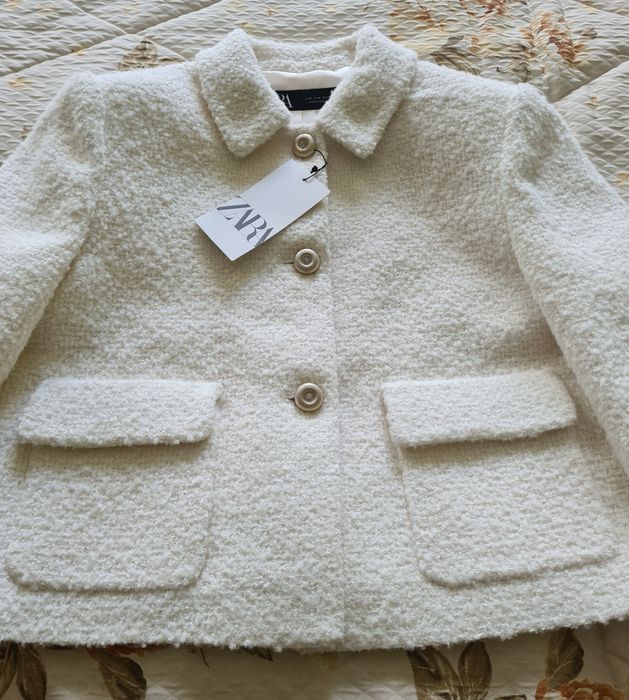 Krótka kurtka boucle Zara M żakiet marynarka kieszenie nowa