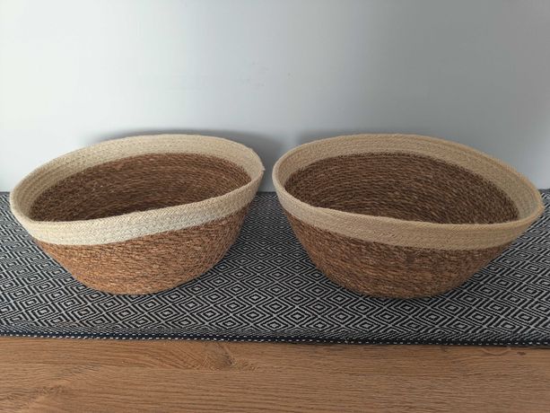 Koszyk z bawełny i trawy morskiej - dwie sztuki