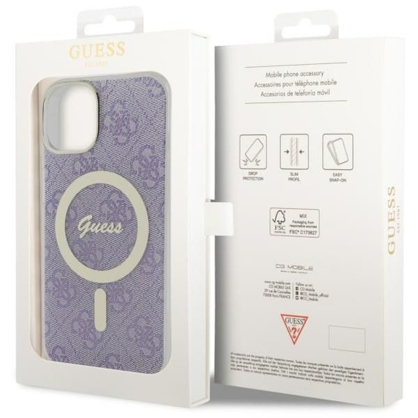 Guess Etui 4G MagSafe do iPhone 14 Plus / 15 Plus 6.7" Purpurowe