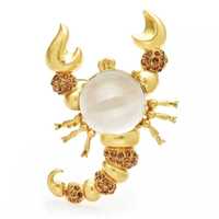 unikatowa broszka Skorpion duża perła kryształki kolor złoty