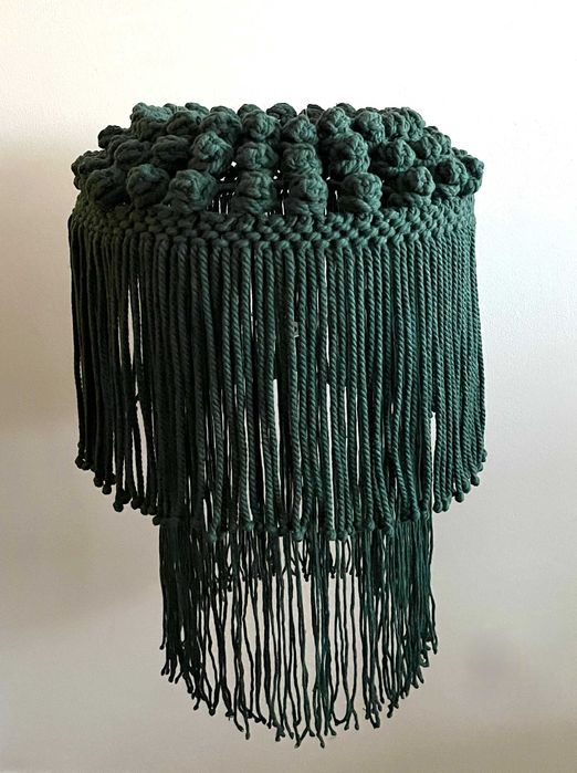 Abajur em Macramê Verde para Candeeiro de Mesa ou Pé