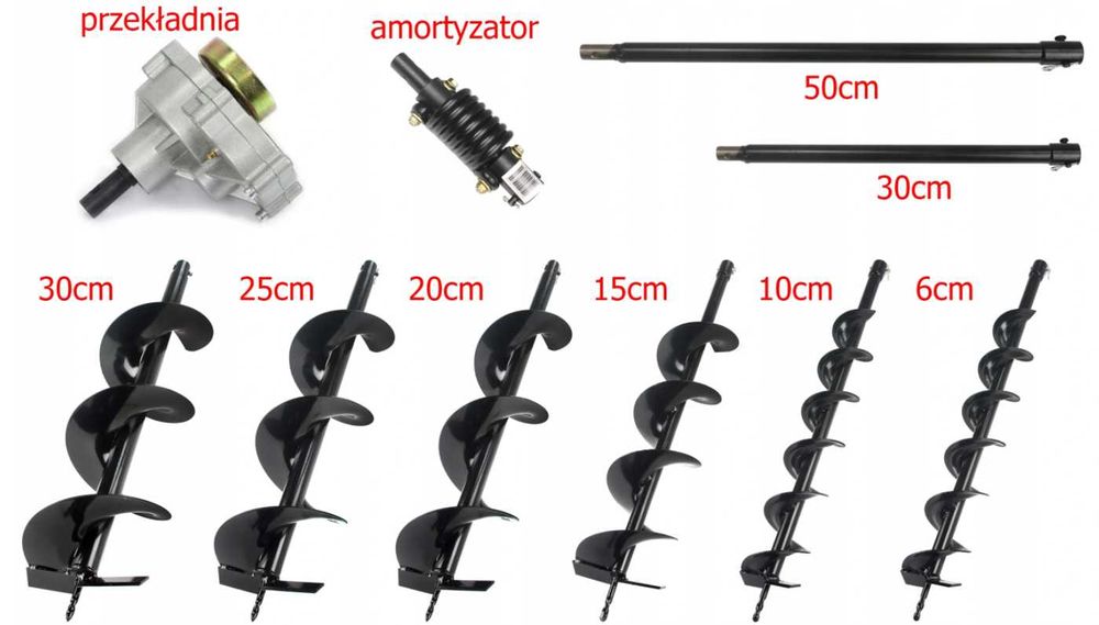 Zestaw wierteł do świdra wiertła 100, 150, 200 ziemi GLEBY ŚWIDER
