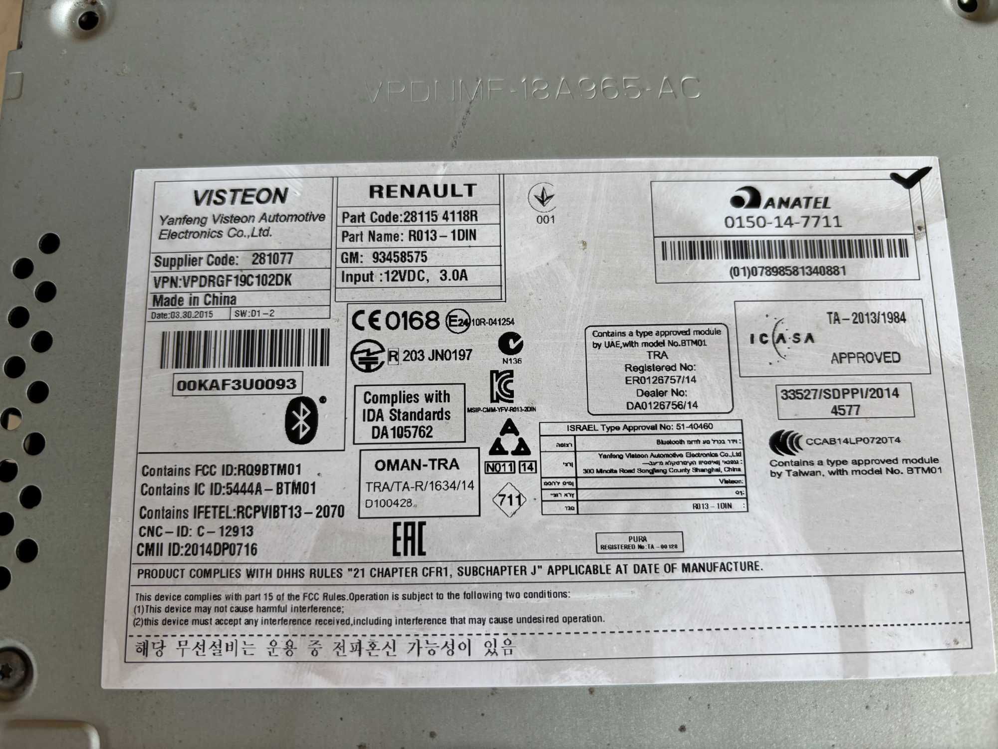 Radio Bluetooth Renault IDEALNY STAN